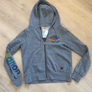 Aviator Nation Gray Hoodie with Rainbow Patch